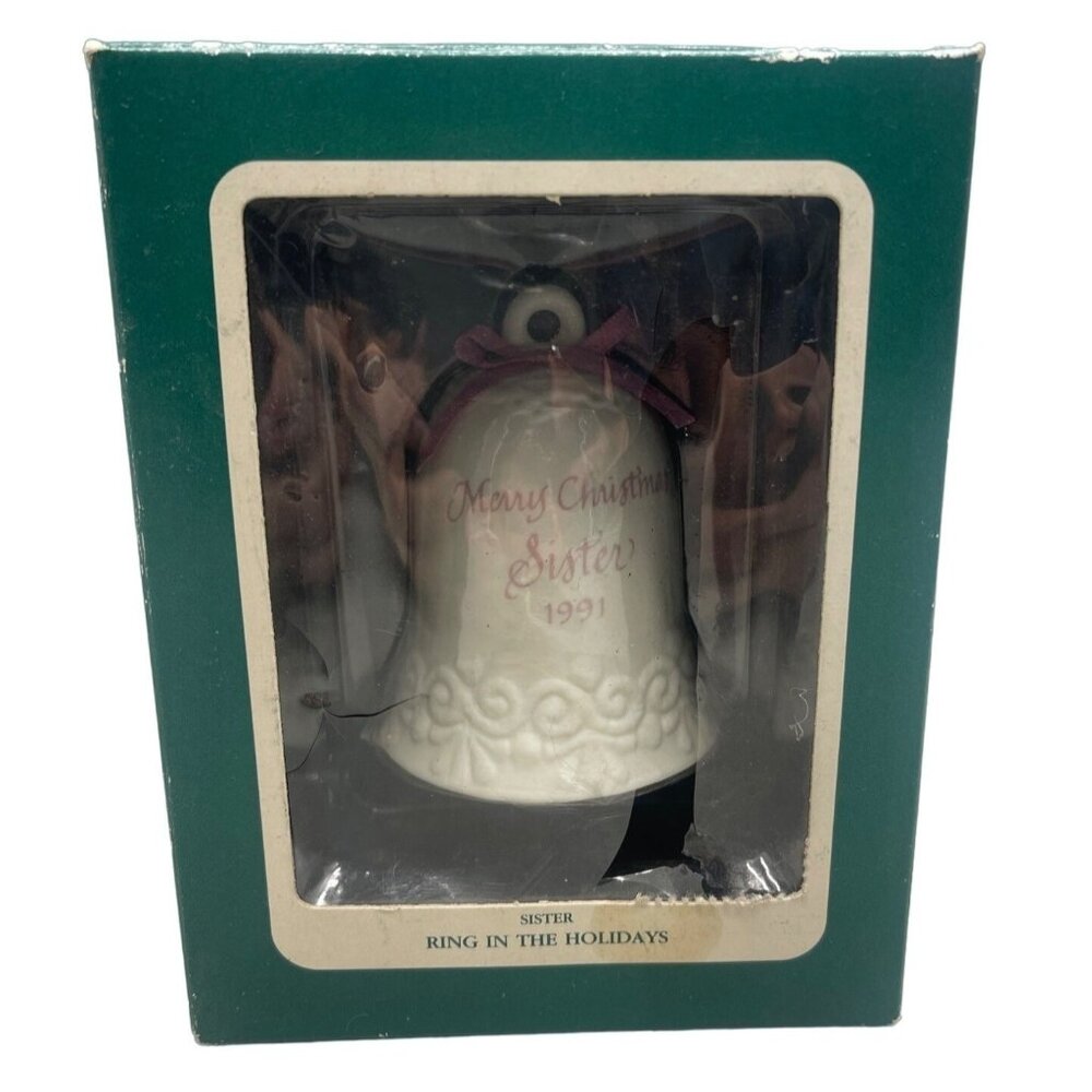 heirloom collection carlton cards Christmas bell 1991 sister ring made in Taiwan
